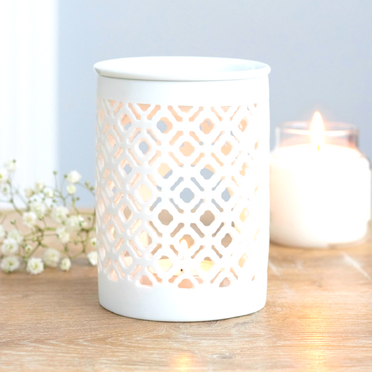 Wax Melt Burner - White Lattice Design